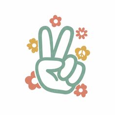 a peace sign with flowers around it