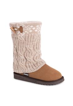 Essentials by MUK LUKS® Women's Cheryl Boots can’t be beat. Cozy sweater knit design and soft faux fur lining blends everyday comfort with on-trend style. Wipe with a damp cloth to clean, no bleach, lay flat to dry.100% Polyester Upper100% Polyester LiningTPR( Thermoplastic Rubber) Outsole100% Polyester Footbed0.75" Heel height15.25" Boot leg circumferenceBootie available in sizes 6 - 11 full sizes only One For All, Knit Boots, Soft Cute, Sweater Boots, Winter Snow Boots, Cozy Sweater, Leather Shops, Sweater Knit, Cozy Sweaters