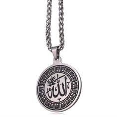 Engraved Allah Necklace Are you looking for that perfect gift for him or her? You know he or she likes trendy Allah Necklaces and wants a necklace that is special and unique? Well, our necklace is handcrafted and engraved. So this is the perfect choice for occasions like Eid. Our product comes in 2 options pendant only or with 60cm chain. Our product comes in 2 options pendant only or with 60cm chain Perfect gift for him or her Handcrafted and engraved Made from high-grade stainless Steel Free t Spiritual Metal Chain Necklace For Gift, Spiritual Stainless Steel Chain Necklace, Symbolic Chain Jewelry As Gift, Spiritual Chain Necklace As A Gift, Spiritual Style Chain Necklace As A Gift, Stainless Steel Medallion Jewelry With Adjustable Chain, Spiritual Adjustable Chain Necklace For Gift, Handmade Stainless Steel Pendant Chain Necklace, Stainless Steel Long Necklace For Gift