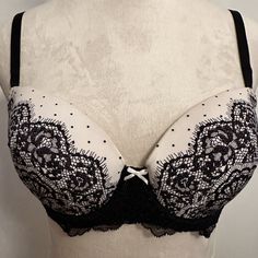 Victoria's Secret Very Sexy Push-Up Black & White Lace Convertible To Racerback As Well 32dd Euc Worn 1x. Check Out My Closetfull Of Many Victoria Secret Bras.All Worn 1x Or Nwt! **Interior Tags Removed Black Party Bra With Contrast Lace, Party Bra With Contrast Lace And Fitted Stretch, Black Bra With Contrast Lace For Party, Party Bra With Contrast Lace And Fitted Design, Party Bra With Contrast Lace, Victoria Secret Bras, Push Up Bra, Victoria Secret, Women's Intimates