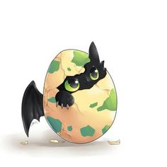 a cartoon bat sitting on top of an egg