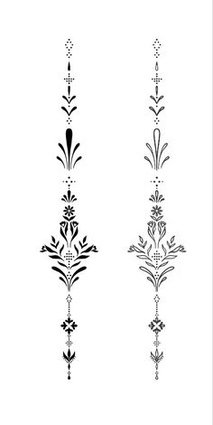 three different designs in black and white, each with an ornate design on the side