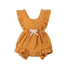 Romper - Cute Baby Girl Ruffle Romper 0-18M Jumpsuit Outfits, Bodysuit Jumpsuit, Cotton Romper, Ruffle Romper, Sleeveless Rompers, Baby Outfits