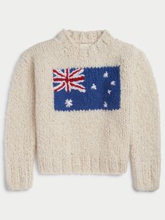 Ivory-Navy Embroider Sweaters, Aussie Flag, New York Luxury, Australian Flag, Australian Flags, Cashmere Yarn, Simple Beauty, Always And Forever, Cashmere Sweater