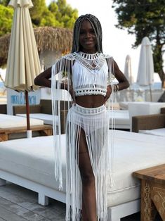 Skirt Macrame, Coachella Costume, White Summer Dress Boho, Outfit Coachella, Boho Dress Summer, White Costume, Burning Man Costume, Outfit Costume