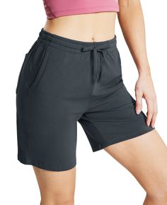 PRICES MAY VARY. The cotton sweat shorts are made of a blend of 92% cotton and 8% spandex. Skin-friendly, soft fabric offers smooth, low-friction performance and stretchy experience during lounge/walking/running/jogging/yard work/athletic or daily casual wear Soft and breathable material fabric wicks moisture away from your skin for an easy-on-the-skin feel, 4-way stretch fabric easily moves with you for enhanced comfort MIER Women's cotton jersey shorts feature a soft elastic waistband. The wid Shorts For Women Over 40, Yard Work, Lounge Shorts, Sweat Shorts, 4 Way Stretch Fabric, Wide Waistband, Yoga Women, Shorts With Pockets, Athletic Women