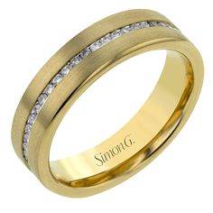 Men's Wedding Band In 14k Or 18k Gold With Diamonds - Simon G. Jewelry Men's Diamond Rings, Simon G Jewelry, Rolex Shop, David Yurman Bracelet, Mens Gold Rings, Men Diamond Ring, Mens Band, Channel Set, Men's Rings