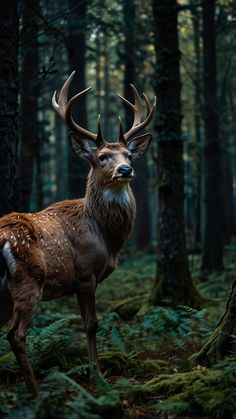 a deer standing in the middle of a forest