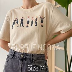 "Size M on the main photo! All sizes are Unisex! 💜The size chart is available as a picture. Please use it to choose the best size for you. (Width is the measurement \"armpit to armpit\" on the sweatshirt/t-shirt laying on the flat surface Length is the measure top to bottom ) * 100% combed and ring-spun cotton (Heather colors contain polyester) * Ash color is 99% combed and ring-spun cotton, 1% polyester * Heather colors are 52% combed and ring-spun cotton, 48% polyester * Athletic and Black He Kpop Relaxed Fit Crew Neck T-shirt, Kpop Cotton Tops With Screen Print, Kpop Screen Print Top With Crew Neck, Kpop T-shirt With Screen Print Crew Neck, Kpop Fan Merchandise Crew Neck Top, Kpop Cotton Top With Character Print, Kpop Crew Neck Top Fan Merchandise, Kpop Style Letter Print Relaxed Fit Top, Kpop Style Cotton Top With Character Print