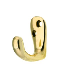 a gold metal hook on a white background