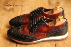 Handmade Men's Two Tone Wing Tip Brogue Lace Up Dress Shoes, Real Leather Shoes | eBay Designer Dress Shoes With Brogue Detailing For Derby, Designer Wingtip Leather Shoes With Brogue Detailing, Designer Wingtip Oxfords With Leather Sole, Designer Wingtip Dress Shoes For Derby, Designer Goodyear Welted Wingtip Dress Shoes, Designer Wingtip Oxfords With Goodyear Welted, Designer Goodyear Welted Wingtip Oxfords, Designer Brown Cap Toe Oxfords, Designer Wingtip Oxfords For Business