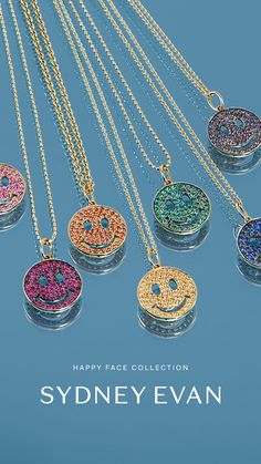 Our latest 14k gold happy face styles will bring a smile to your face every time you glance at them. Joy is infectious! Bring your shine with Sydney Evan fine jewelry. Happy Face, A Smile, Charm Necklace, Sydney, Opal