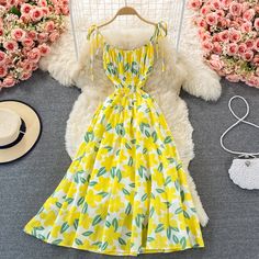 Cute A Line Floral Dress Fashion Dress P302 Fabric: blended Color: orange, purple, yellow Size(cm): free size length 102 bust 66-92 waist 50-84 A Line Floral Dress, Floral Dress Fashion, Preppy Dresses, Dress Fashion, Casual Fits, Dress Backs, Dress Fabric, Color Orange, Free Size