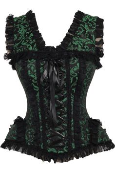 Overbust corset made of high quality brocade and lace fabrics 10 Spiral Steel boned with 2 Flat steel bones Delicate lace detailing Ribbon tie closure at back for cinching Privacy Panel Lined Hand Wash Striped Shoes, Waist Cincher Corset, Nurse Costume, Steel Boned Corsets, Lace Fabrics, Gothic Corset, Overbust Corset, Corsets And Bustiers, Underbust Corset