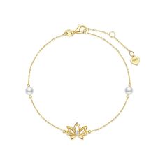 💕 STYLISH DESIGN 💕 Lotus flower means purity and nobility, it brings us peace and healing power. The 14k real gold lotus pearl bracelet designed by FANCIME is a symbol of pure love and friendship. Adjustable design 6.7”+0.59''+0.59” extend chain, adjusts to fit most wrists. 💕 FINE JEWELRY 💕 The FANCIME Solid 14k Gold Bracelet is well crafted in 14k gold with Au585 stamp. (In real 14 carat gold, not just covering). Two freshwater cultured pearls make this bracelet more elegant and luxury. All Elegant Lotus Flower Jewelry For Wedding, Gold Lotus Flower, Gold Lotus, Gold Link Bracelet, Love And Friendship, Pure Love, Bracelet Online, Healing Power, Real Pearls