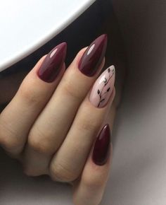 Maroon Acrylic Nails, Maroon Nail Designs, Maroon Nails, Wow Nails, Red Nail Designs, Burgundy Nails, Short Acrylic Nails Designs, Design Nail, Oval Nails