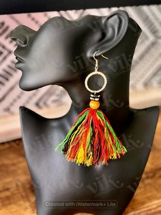 Traditional Handmade Multicolor Tassel Earrings, Multicolor Handwoven Tassel Earrings Gift, Multicolor Tassel Drop Earrings, Rainbow Fringe Earrings As Gift, Handwoven Multicolor Tassel Earrings Gift, Handmade Multicolor Tassel Drop Earrings, Bohemian Orange Tassel Earrings, Multicolor Tassel Earrings For Festival, Rainbow Fringe Dangle Earrings