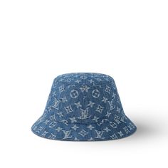 LOUIS VUITTON® - Monogram Essential Bucket Hat - Blue Luxury Blue Short Brim Hat, Luxury Summer Cap, Louis Vuitton Bucket Hat, Y2k Hats, Louis Vuitton Hat, Trendy Shoes Sneakers, Fashion Cap, Designer Hats, Monogram Pattern