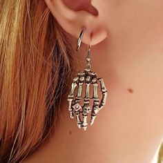 Skeleton Hand Earrings • Sterling Silver Handmade Earrings - Trending Silver Gifts Hand Earrings, Edgy Elegance, Earrings Gothic, Skeleton Earrings, Halloween Style, Gothic Earrings, Skeleton Halloween, Snake Earrings, Skeleton Hand