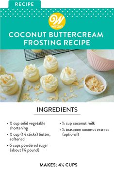 a recipe for coconut buttercream frosting