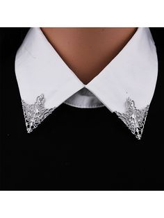 Prata  Collar  Liga de Zinco   Embellished Men Vintage Fashion, Shirt Collar Pins, Collar Tips, Lapel Brooch, Collar Clips, Collar Pin, Collar Pins, Vintage Gothic, Vintage Mode