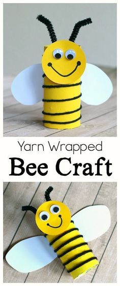 an easy craft for kids to make with yarn and paper, the bees are very cute