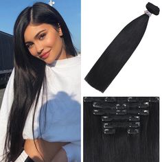 PRICES MAY VARY. High Quality: WindTouch clip in hair extensions are 100% human hair. They are soft and smooth, just as good as your own hair. Quantity: Each pack of WindTouch clip in hair extensions is 70g. Two packs are 140g. If you have thick hair, we recommend purchasing more than 2 packs (usually two packs are enough) to achieve a perfect result. Colors: a variety of popular colors can perfectly match you hair, suitable for every scene in daily life. Comfortable and Natural look: Clips are Hair Extensions Black Women, Extensions Black Women, Hair Extensions Black, Hair Black Hair, Hair Black Women, Hair Extensions For Short Hair, Hair Extensions Clip, Black Hair Extensions, Long Hair Extensions