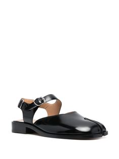 Maison Margiela Tabi ankle-strap Leather Sandals - Farfetch Classic Sandals With Flat Heel And Heel Strap, Classic Flat Heel Sandals With Heel Strap, Black Calf Leather Slingback Sandals, Formal Calf Leather Slingback Sandals With Buckle, Formal Calf Leather Slingback Sandals With Buckle Closure, Formal Sandals With Leather Sole And Flat Heel, Formal Sandals With Rubber Sole And Flat Heel, Formal Sandals With Flat Heel And Rubber Sole, Classic Calf Leather Flat Sandals