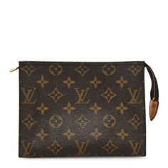 This is an authentic LOUIS VUITTON Monogram Toiletry Pouch 19. This small cosmetic pouch is crafted of classic Louis Vuitton monogram on the toile dark brown canvas. The pouch has a polished brass top zipper which opens to a beige leather like interior. Classic Monogram Canvas Pouch For Everyday Use, Elegant Brown Cosmetic Bag With Zipper, Luxury Brown Cosmetic Bag For Daily Use, Elegant Brown Cosmetic Bag With Zipper Pouch, Brown Monogram Canvas Travel Pouch, Designer Brown Monogram Canvas Pouch, Travel Brown Monogram Canvas Pouch, Brown Monogram Canvas Pouch For Travel, Travel Pouch In Brown Monogram Canvas