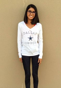 Dallas Cowboys Womens White Carsin LS Tee Womens Dallas Cowboys Outfits, Cowboys Shirts Women, Cowboys Outfits, Dallas Cowboys Cute Shirts, Dallas Cowboys Apparel, Go Cowboys, Dallas Cowboys Outfits, Dallas Cowboys Tshirts, Dallas Shopping