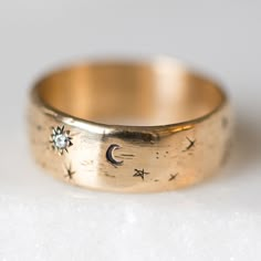 We are all made of stardust. A quietly monumental way to commemorate the love of two beings. Each Written in the Stars Band is carved from wax, and made especially for you, with two zodiac constellations of your choosing. Wear as a wedding band, or memento mori ring, or a new mother gift, a marker of love.Select either plain engraving or add two diamonds for some extra twinkle.�See Details for item specifics (carat weight, metal, etc).THE TWELVE ZODIACAL CONSTELLATIONS:Aries March 21 - April 19T Sofia Zakia, The Bling Ring, Written In The Stars, In The Stars, Bijoux Diy, Jewelry Inspo, Pretty Jewellery, Schmuck Design, Stardust