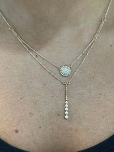 METAL: 14K YELLOW GOLD .585   COLOR:  GOLD        STONES:  NATURAL WHITE DIAMONDS   SIZE:  16" LENGTH (custom sizes available upon request) Round Halo, Halo Design, Bridal Gift, Choker Necklaces, Drop Necklace, Diamond Sizes, Bridal Gifts, White Diamonds, Pave Diamonds