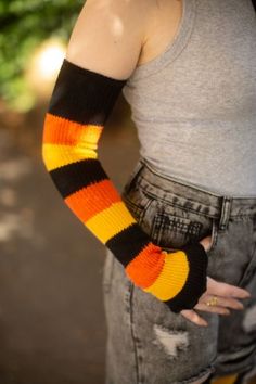 Trick or Treat Stripes Warmers | Sock Dreams Striped Thigh High Socks, Halloween Colors, Leg Warmer, Thigh High Socks, Halloween Coloring, Arm Sleeve, Spooky Halloween, Thigh High, Leg Warmers