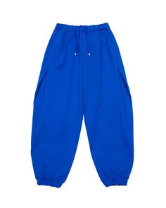 ADER AderSpace # Shop # Blue Cotton Drawstring Sweatpants, Solid Cotton Sweatpants With Elastic Side Panels, Blue Cotton Sweatpants With Drawstring, Sportswear Cotton Bottoms With Elastic Side Panels, Cotton Sportswear Bottoms With Elastic Side Panels, Blue Straight Sweatpants For Streetwear, Cotton Jogging Pants With Elastic Side Panels, Blue Sweats With Ribbed Waistband For Streetwear, Sporty Baggy Pants With Straight Hem