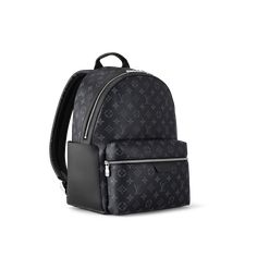 LOUIS VUITTON® - Discovery Backpack Pm - Eclipse Luxury Coated Canvas Leather Backpack With Zipper, Luxury Backpack With Removable Pouch, Backpack With Dust Bag In Coated Canvas, Coated Canvas Backpack With Dust Bag, Luxury Logo Backpack, Luxury Black Leather Backpack In Coated Canvas, Luxury Backpack For School, Luxury Travel Backpack With Logo, Luxury Black Leather-coated Canvas Backpack