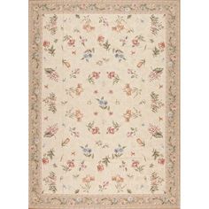 Samad Rugs Highland Needleworks Floral Handwoven Wool Ivory/Beige Area Rug | Perigold Blush Rug, Inviting Colors, Bird Coloring, Hooked Wool, Bed Canopy, Romantic Bedroom, Beige Area Rug, Floral Area Rugs, Ivory Rug