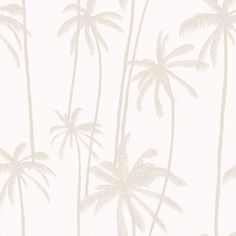 a white wallpaper with palm trees on it