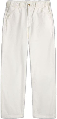 White Straight Leg Jeans With Belt Loops, Classic White Tapered Leg Bottoms, White Casual Pants With Patch Pockets, Casual White Pants With Patch Pockets, Classic White Straight Pants, White Straight Pants With Hip Pockets, Casual White Bottoms With Patch Pockets, White Straight Pants With Belt Loops, White Pants With Patch Pockets For Spring