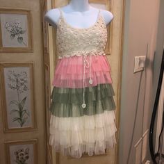 Tulle Lace Tie Size Small Dress Brand Is J Lee Nwot Similar To Delias Nasty Gal Fashion Nova Bebe Bcbg Free People Lf Unif Hollister Abercrombie Zimmermann Francescas Lulus Pink And Green Aesthetic Clothes, Earthy Coquette, Pink And Green Dress, Ruffle Dresses, Gal Fashion, Character Fashion, Lace Tie, Princess Dresses, Ruffled Dress