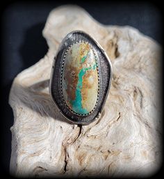 Beautiful natural Stone Mountain Ribbon Turquoise (from Nevada) set in sterling silver. whimsical pattern ring band. Ring Size 5 Stone Mountain, Native American Turquoise, Pattern Ring, Ring Band, Rings Statement, Band Ring, Nevada, Turquoise Ring, Natural Stone