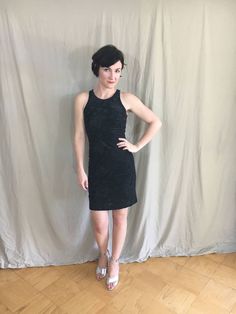 An adorable 1990s era Guess? black velour mini dress with a floral embroidered pattern. A find! It's listed as a size Small, but runs closer to an X-Small. Black Fitted Velvet Dress For Date Night, Fitted Black Velvet Dress For Date Night, Spring Night Out Fitted Velvet Dress, Fitted Velvet Dress For Spring Night Out, Fitted Velvet Dress For Night Out In Spring, Fitted Velvet Summer Dress, Dress Clothes For Women, Dress Outfits, Bathing Beauties