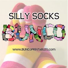 there is a stuffed animal with socks on it's feet and the words, silly socks