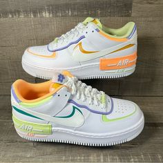 Nike Air Force 1 Af1 Shadow ‘White Peach Cream Lime’ Brand New Shoes In Box. Never Worn. No Rips, Tears, Or Stains. Smoke Free Environment. Ships Carefully Packaged And Boxed Right Away. Let Us Know If You Have Any Questions! Dx3718-100 If You’re Interested In Multiple Pairs From Our Closet We Offer Bundle Deals So Feel Free To Look Around, Like, And Bundle! Sporty White Nike Air Force 1 For Spring, White Nike Air Force 1 For Spring Sports, White Nike Air Force 1 Lace-up For Spring, Spring Nike Custom White Sneakers, Nike Air Max Command, Black Shoes Sneakers, Nike Fashion Shoes, Peach Cream, White Running Shoes