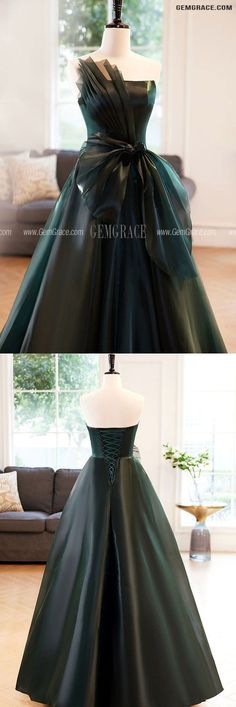 10% off now|Free shipping world-wide. Dark Green Big Bow Knot Evening Formal Dress at GemGrace. Click to learn our pro custom-made service for wedding dress, formal dress. View #FormalDresses for more ideas. Dark Green Formal Evening Dress For Prom Season, Dark Green Formal Evening Dress For Prom, Green Evening Dress With Bow, Gorgeous Prom Dresses, Fancy Dresses Long, Evening Formal, Prom Night, Prom Dress Inspiration, Big Bows