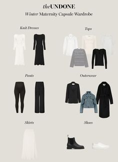 Black Maternity Outfit Winter, Maternity Capsule Wardrobe 2023, Dress The Bump Winter, French Maternity Style Winter, Winter Maternity Capsule, Capsule Wardrobe Combinations, Pregnant Capsule Wardrobe, Winter Maternity Work Outfits, Winter Maternity Capsule Wardrobe