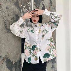 Lucija Vintage Floral Smock Neck Blouse White Long Sleeve Top, Designer Blouse, Vintage Floral Print, Blouse Material, Loose Shirts, Fall 2022, Lantern Sleeve, Shirt For Women, Sleeves Pattern