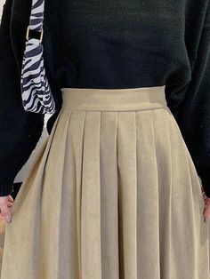 High Waist Pleated A-Line Midi Skirt | Uniqistic.com Cosplay Ideas, Skirt Length, Mid Calf, Long Skirt, Dress Length, A Line Dress, Midi Skirt, High Waist, A Line