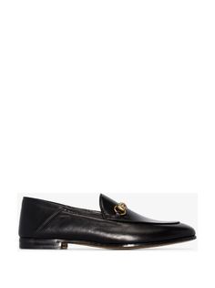 Gucci Brixton Horsebit Leather Loafers - Farfetch Gucci Leather Shoes With Calf Leather Sole, Gucci Calf Leather Shoes With Leather Sole, Gucci Leather Loafers With Leather Footbed, Gucci Luxury Loafers With Leather Lining, Gucci Calf Leather Loafers With Rubber Sole, Gucci Slip-on Loafers For Work, Gucci Leather Almond Toe Loafers, Gucci Loafers In Calf Leather, Gucci Calf Leather Loafers