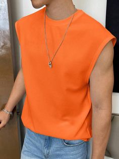 Orange Tank Top, Solid Tank Tops, Fashion Online Shop, Online Fashion, All Fashion, Men's Clothing, Latest Trends, Style Inspiration, Tank Top