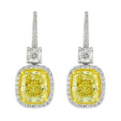 diamond earrings hoops Yellow Diamond Earrings, Canary Yellow Diamonds, Yellow Diamond Earring, Canary Diamond, Yellow Gold Diamond Earrings, Round Diamond Earrings, Classy Earrings, Fancy Yellow Diamond, Yellow Gemstones